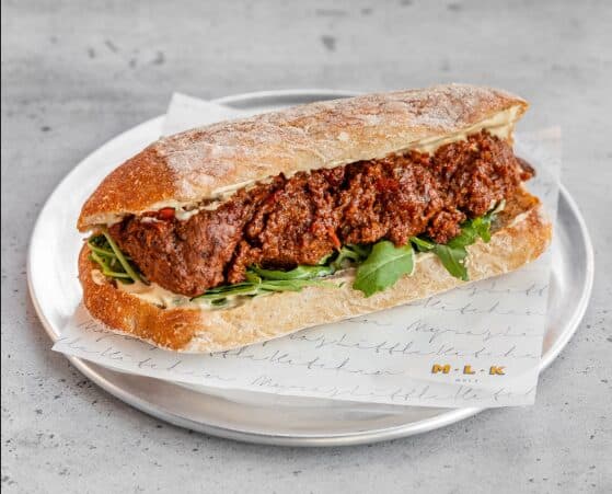 MLK Deli Big Boy sandwich with lamb kofta and rocket